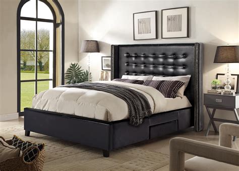 queen bed frame with headboard black